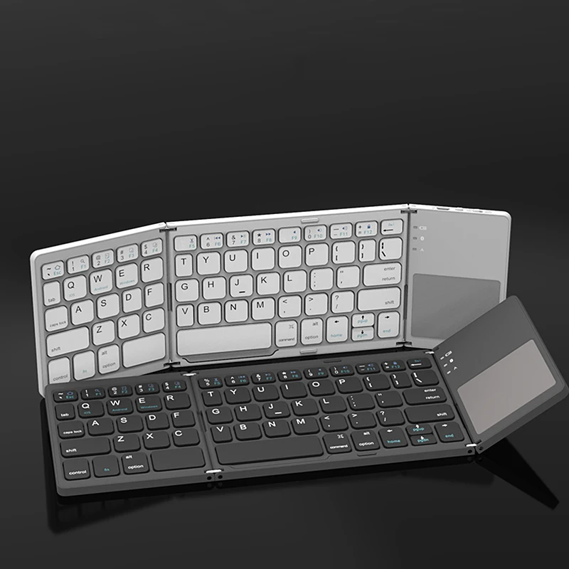 AJIUYU Mini Folding keyboard Wireless Bluetooth Keyboard with Touchpad for Windows Android IOS iPad Tablet phone Russian Spanish wireless keyboard tablet keyboard ipad keyboard