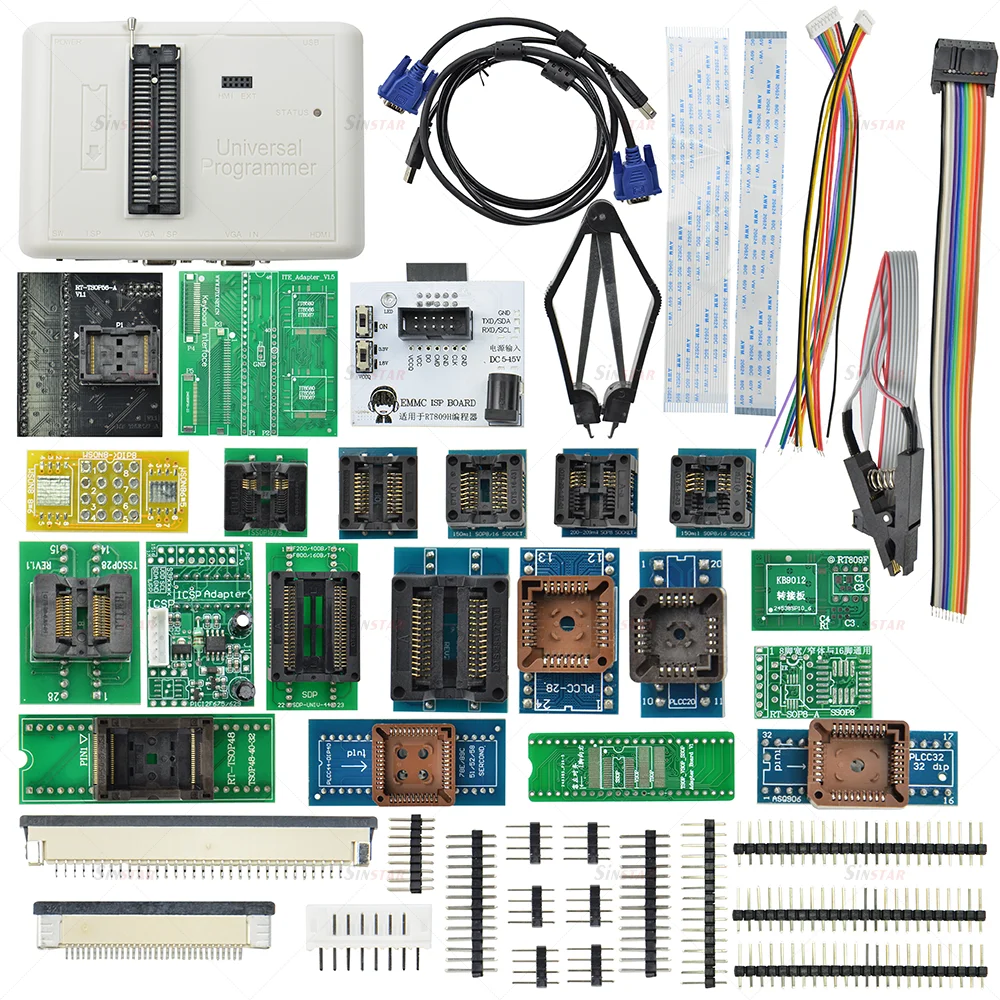 오리지널 RT809H+ 32 어댑터+ 22 in 1 SMD 어댑터 프로그래머 EMMC-Nand 플래시 매우 다용도 Edid 케이블 + EMMC-Nand 케이블