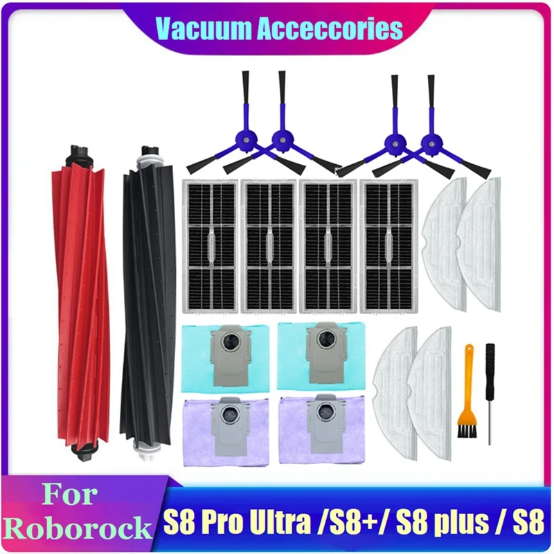 

1Set Parts Accessories For Roborock S8 Pro Ultra Side Brush Filter Mop Cloth Dust Bags For Roborock S8/S8+ Vacuum Cleaner Parts