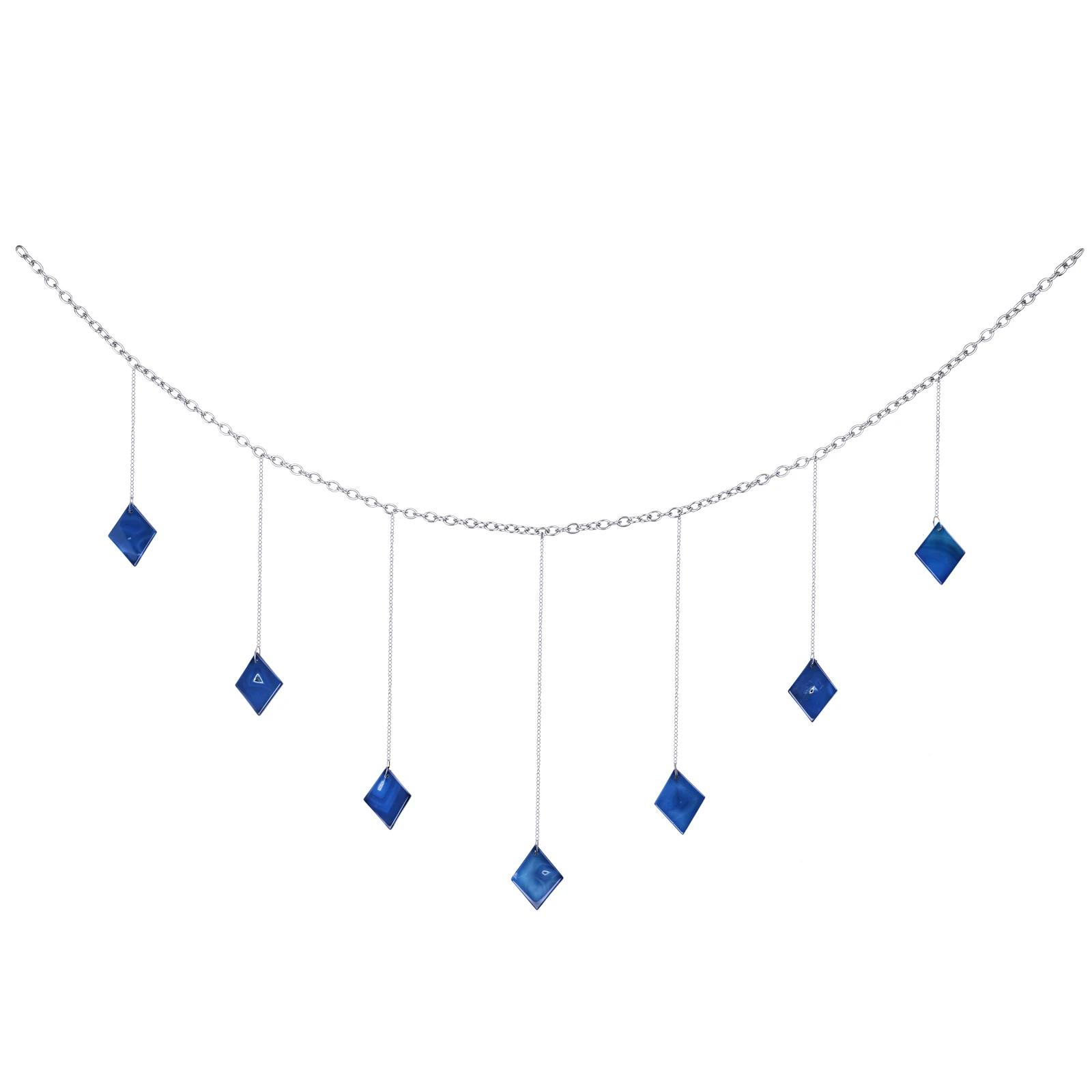 Blue Agate Slice Hanging Ornament With Chain Cross Shape Agate Geode Stone Wall Art For Bedroom Home Party Decoration