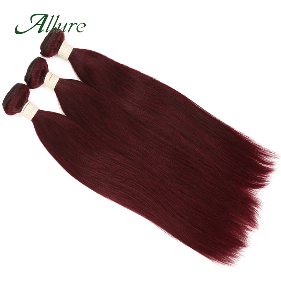 99J Straight Human Hair Bundles Wine Red Human Hair Extenstion 12A Remy 1/3 Pcs Straight Bundles Allure