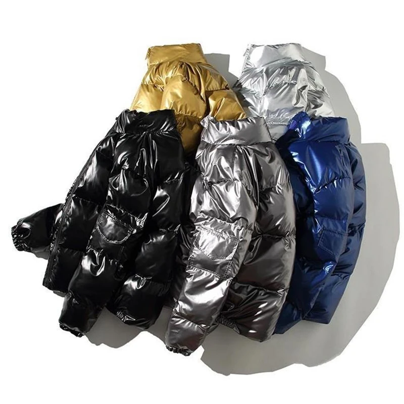 

New Winter Glossy Coat Men Casual Warm Thick Waterproof Parkas Stand Collar Jackets Male Fashion High Quality Outwear Overcoat