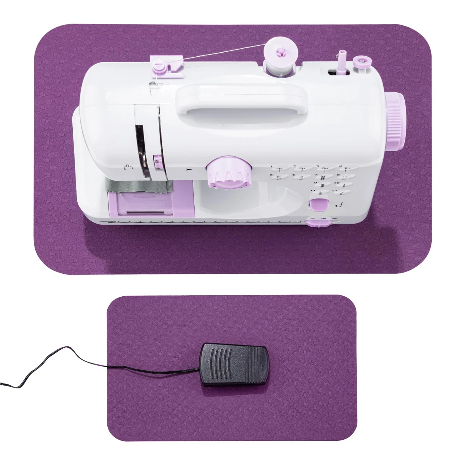 Naaimachine Voetpedaal Mat, 26 X 21cm Antislip Verminder Trillingen Rubber Naaimachine Dempende Mat Vloer Anti Krassen Mat voor Thuisgebruik (WHITE
