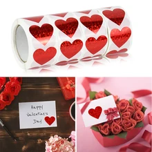 

300Pcs/Roll Red Love Sticker Valentine's Day Gift Packaging Label Sticker Envelope Seal Tag Birthday Wedding Decoration