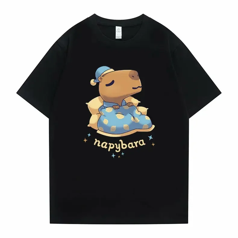 

Funny Kawaii Cute Napybara Capybara Nap Aesthetic Graphic T-shirt Man 100% Soft Cotton Tshirt Men Women Harajuku Oversized Tees