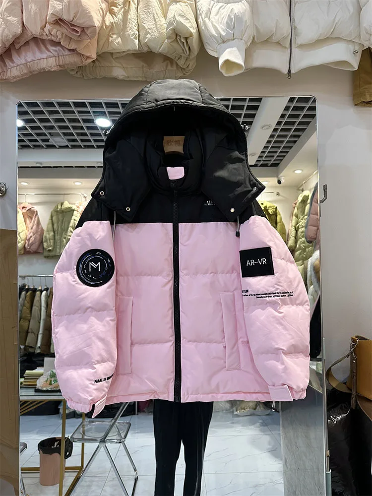 

Женский пуховик с капюшоном, утепленная короткая спортивная куртка на белом утином пуху, свободное зимнее пальто, 2023