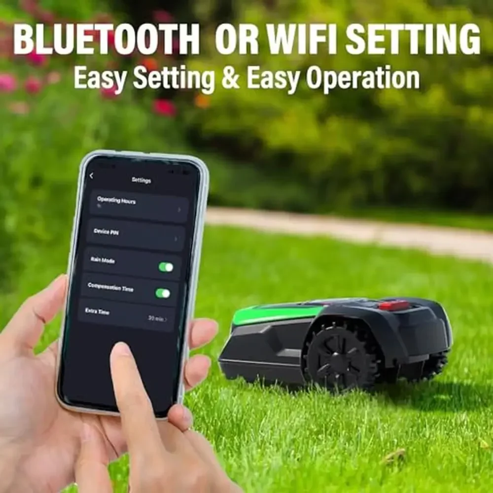 Automatic Robot Mower Smart Lawn Mower APP Controlled Anti-Theft Robotic Mower Self-Charging Bluetooth/Wi-Fi Connected IPX5 4