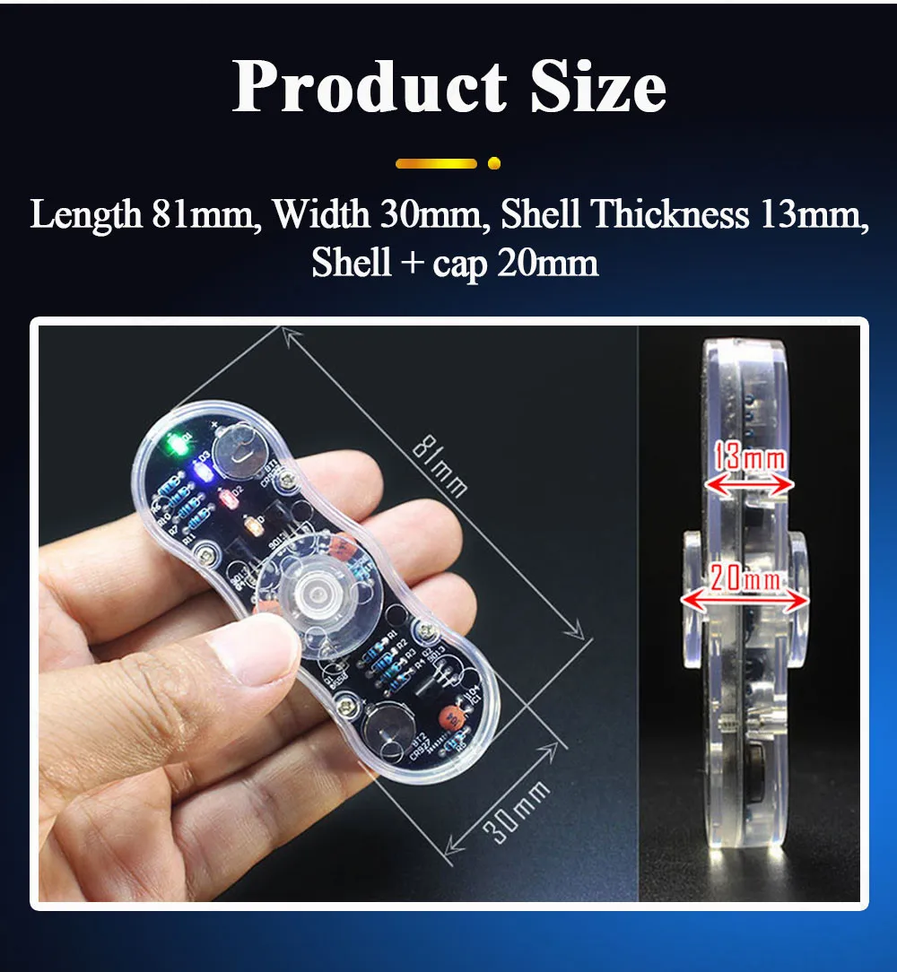 DIY LED Zappeln Top Kit Modul Finger drehen Spielzeug Löten Projekt Praxis Löten Farbe Licht DIY elektronische Kit mit cr927 – Detail 10