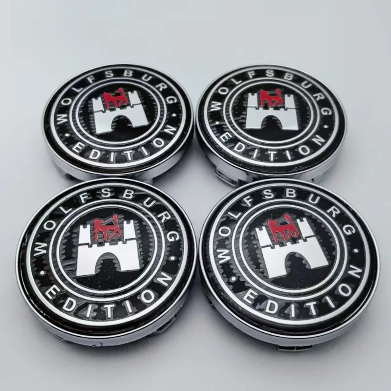 4pcs 60MM Clips 56MM Wolfsburg Logo Emblem Car Wheel Center Caps Rim Hubcaps Cap Wheels Hub Dust Cover Replace Car Accessories