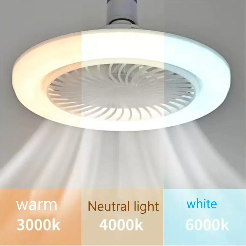 2 In 1 Ceiling Fan Lamps 3 Speeds Adjustable E27 Base Infinitely Dimmable for Living Room Bedroom Study LED lighting Light