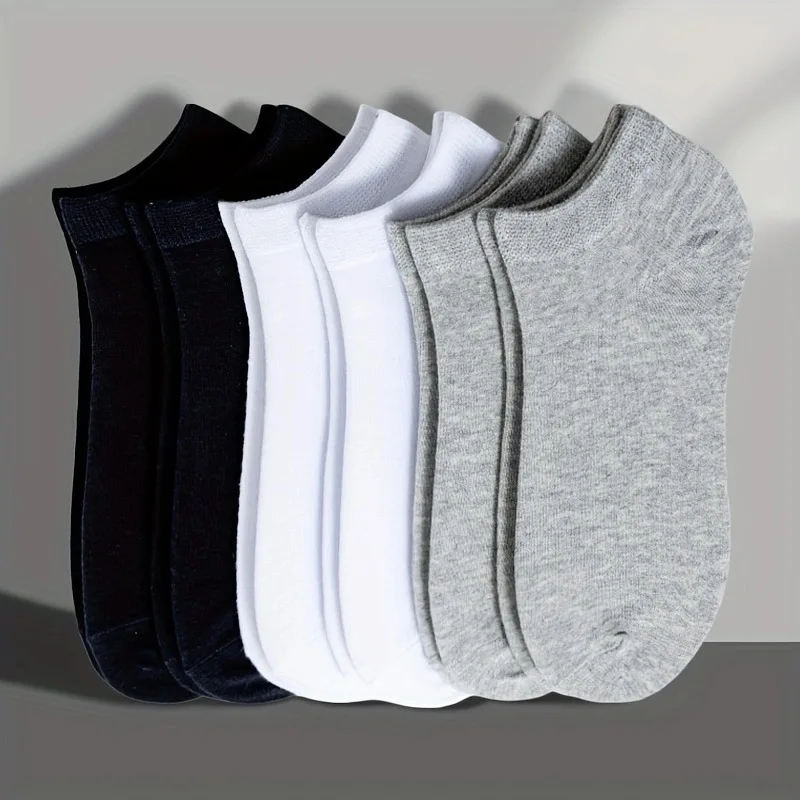 10 Pairs Women/Men Boat Socks Solid Color Casual Breathable Invisible Low Cut Silicone Non-slip Summer No-show Ankle Socks