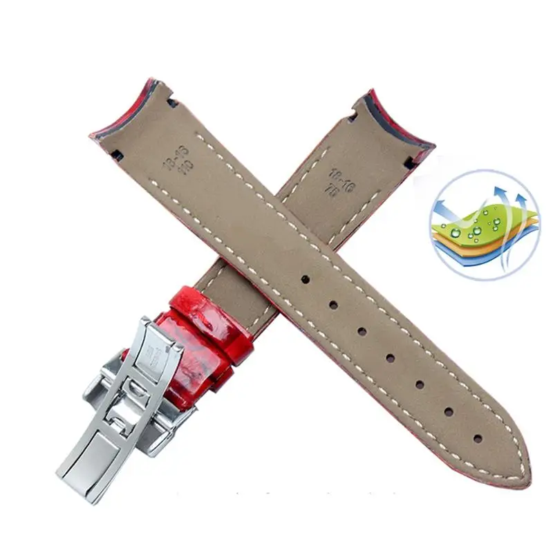 SCHIK Genuine Leather Watchband For Tissot T035 Wristband Women's Curved End Straps 18mm Fashion Bracelet