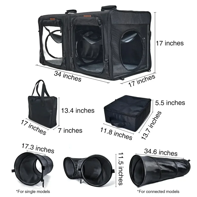 Cat Carrier Backpacks With 2 Side Expandable Cat Play Tunnel Twice The Space For Perfect Dog Travel Bag (with Tunnel)