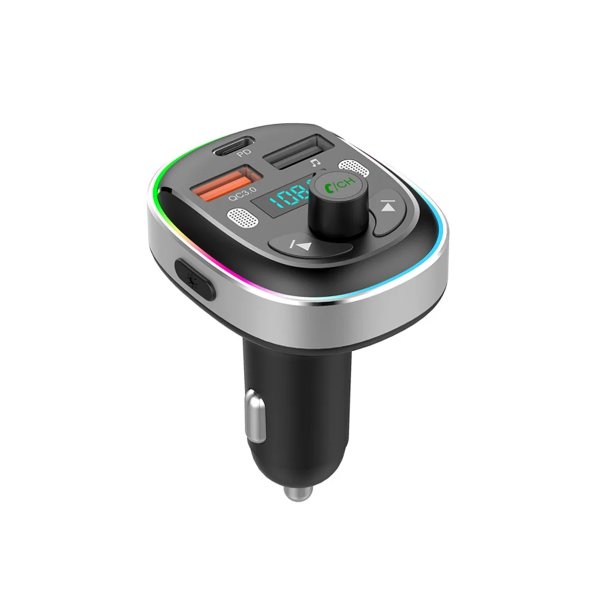 

FM-трансмиттер с Bluetooth 5,3, адаптер для автомобильного радио, PD 30 Вт и QC3.0, быстрое автомобильное зарядное устройство с громкой связью