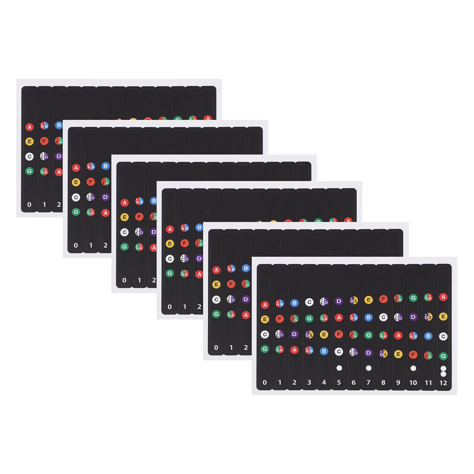 

6 Sheets Scale Stickers Useful Ukulele Fretboard Guide Fingerboard Applique Fingering Note for Beginner Practical