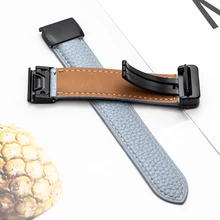  26mm 22mm Leather WatchBand For Garmin Folding Buckle Litchi peel For Garmin Fenix 6 6x 7 7x 3HR MK1 Quick Release Watchband 