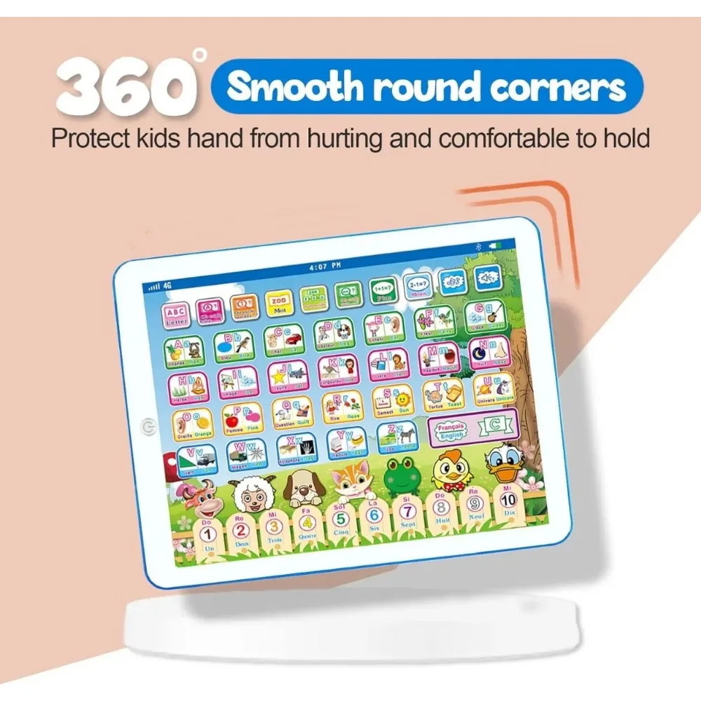 French English Bilingual Learning Tablet Toy Learn Alphabet ABC Numbers Words Spelling| Interactive Educational Toys for Kids 4