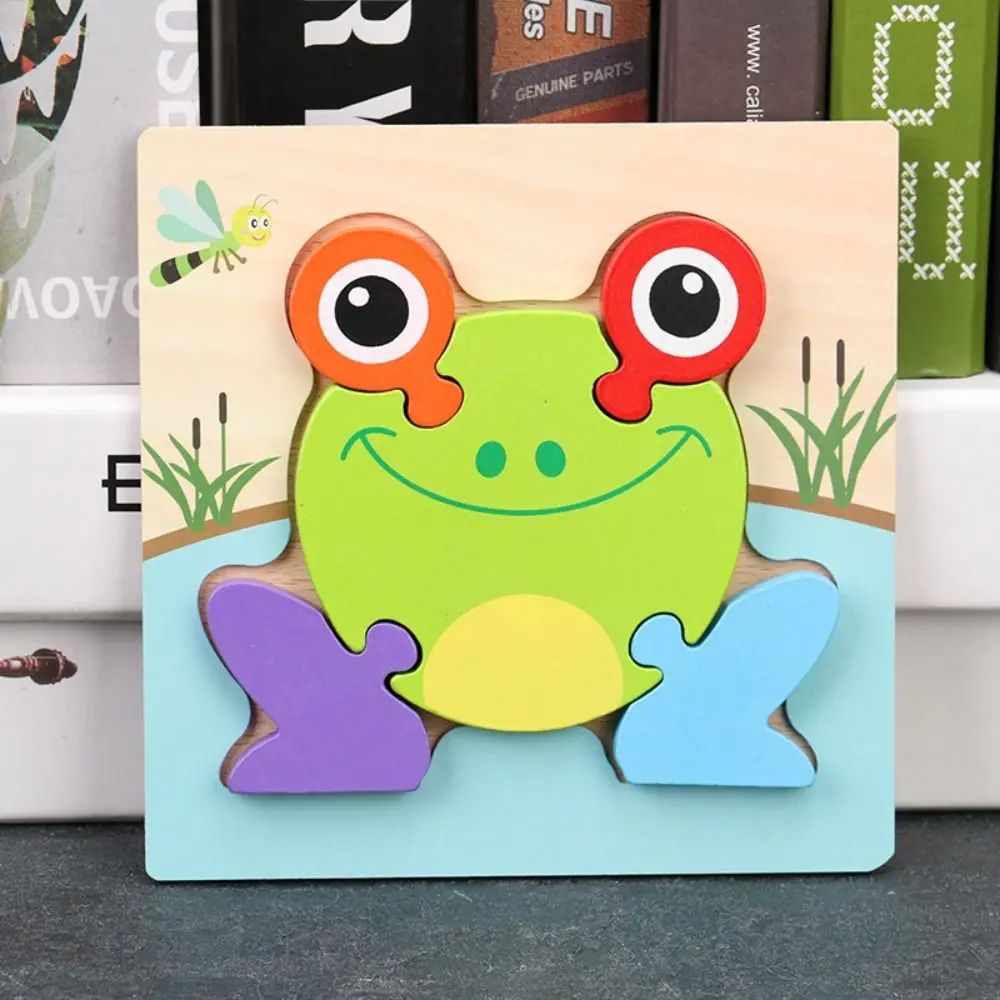 Baby 3D Wooden Puzzles Puzzle Cartoon Animals Early Education Intellectual Puzzle Game Children's Toys fairy tale sticker book all 12 volumes 3 6 years old baby intellectual development book attention concentration training
