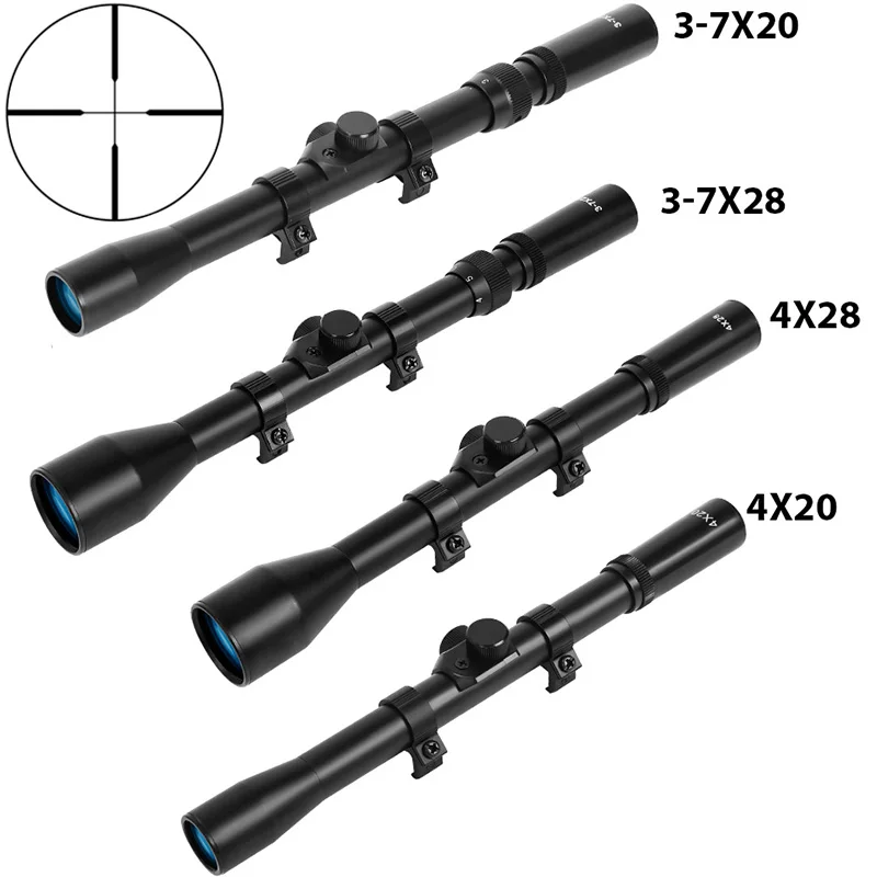 Airsoft Telescopic Scope 11mm Dovetail Rail Air Gun Sights 3-7x28/3-7x20/4x28/4x20 Tactical Riflescope Hunting Optical Sight