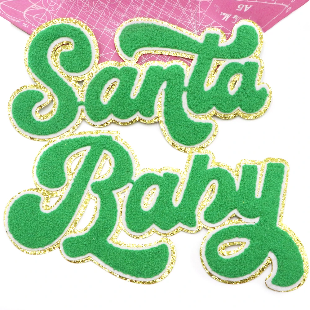 1PC Large Santa Baby Iron-on Chenille Patch for Clothing Applique