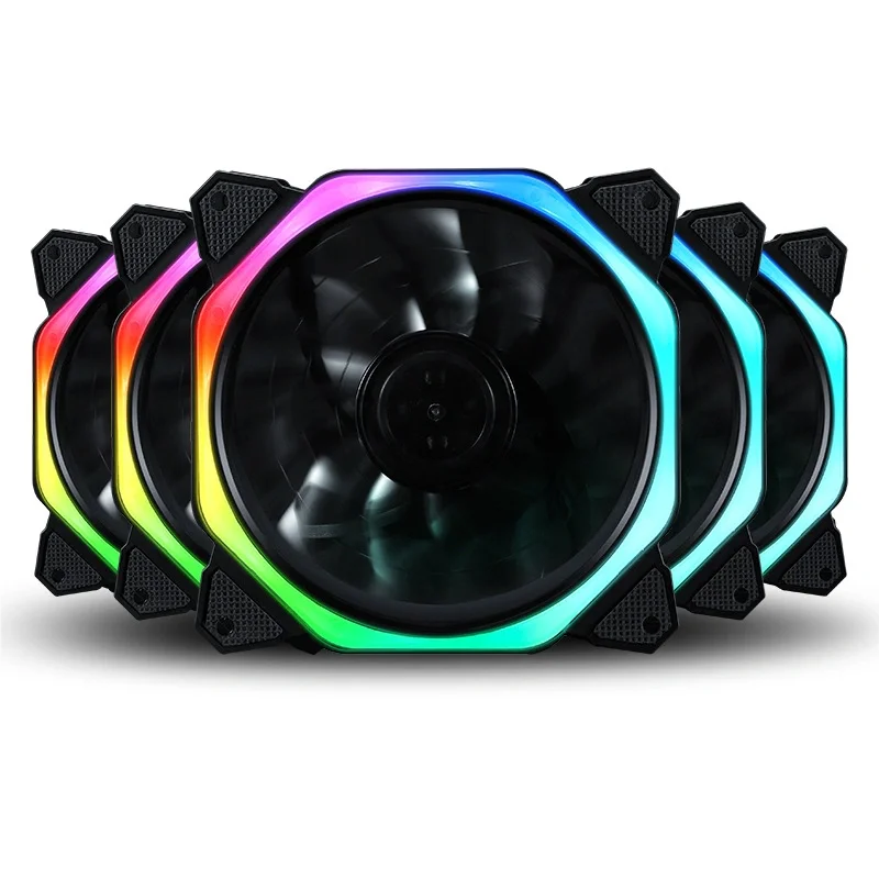 RGB Case Fan 6PIN 12cm Desktop Computer Cooling Fan Color Changing Cooler Up Silent Fan for Computer Case & Radiator