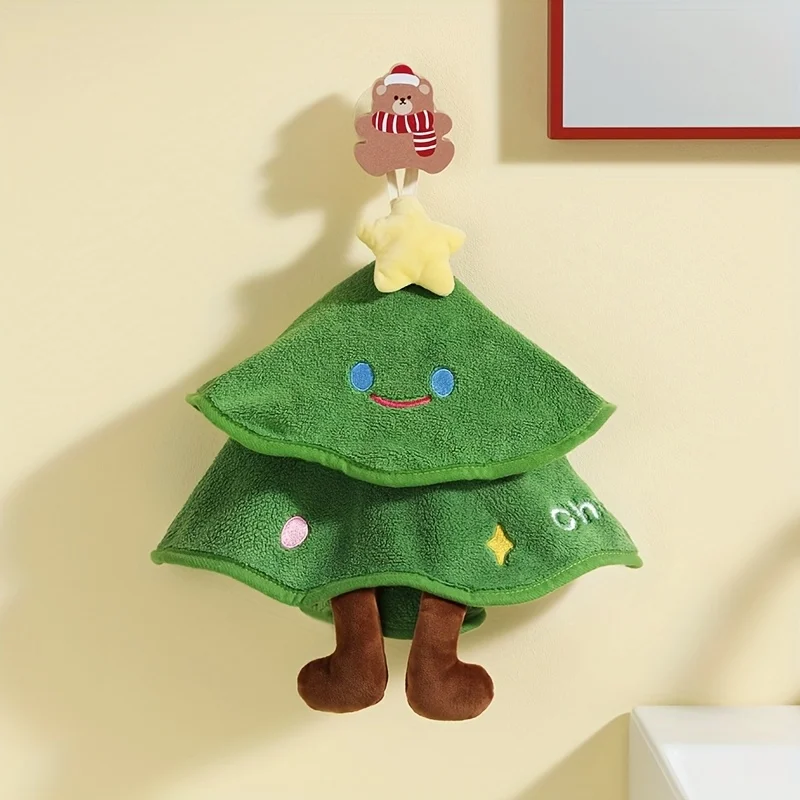 Cute Hanging Christmas Tree Decorative Hand Towel - Super Absorbent, Thickened & Quick-Drying,  Towel for Bathroom Hand Drying