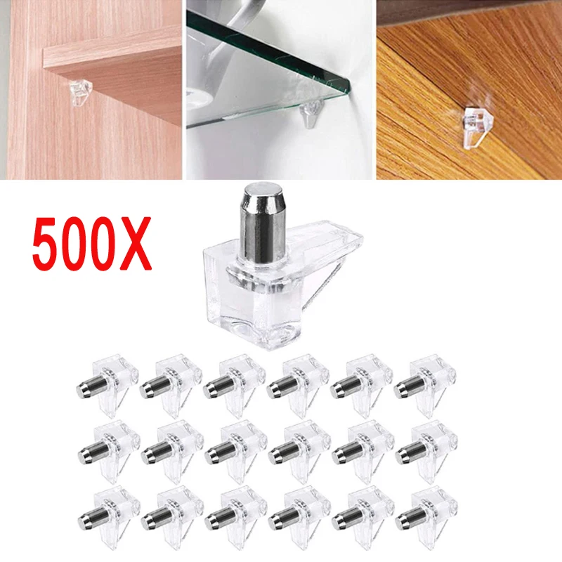 

500 Pieces Shelf Supports Studs Pegs Metal 5mm Pin Shelves Seperator Fixed Cabinet Cupboard Furniture Bracket Support Holder DIY