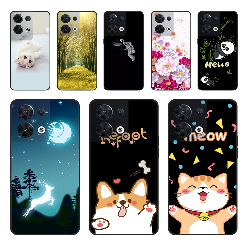 Per Oppo Reno 8 Pro 5G 8 Pro + Custodia Colore Sfumato Custodia Morbida Nera Per Oppo Reno 8 Pro + Plus Cover Reno8 Paraurti Posteriore In Silicone