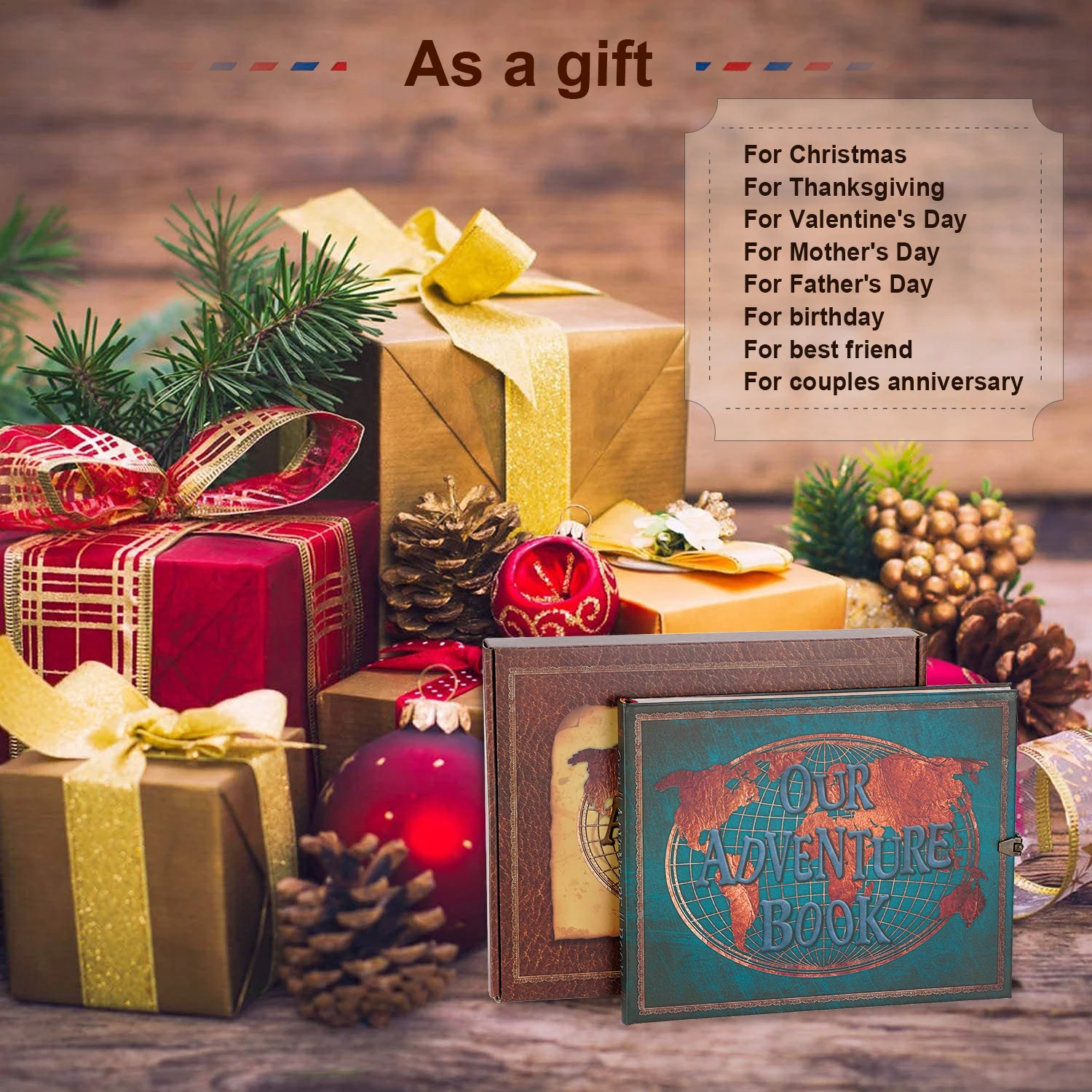 ألبوم صور السفر المصنوع يدويًا، 180 صفحة، بتصميم ع...