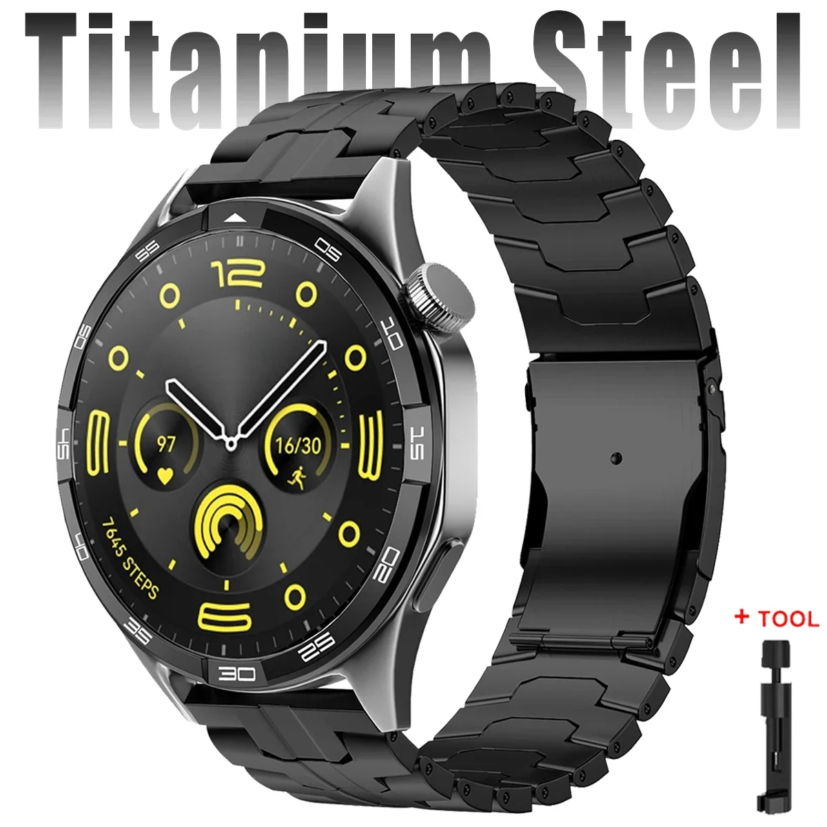Luxury Titanium Watchband Bracelet, 22mm Strap