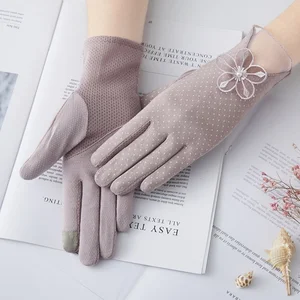 Pure UV Protection Stretch Sun Protection Gloves Women's Thin Summer Non-slip Touch Screen Short Cotton Glove Dress Accessories