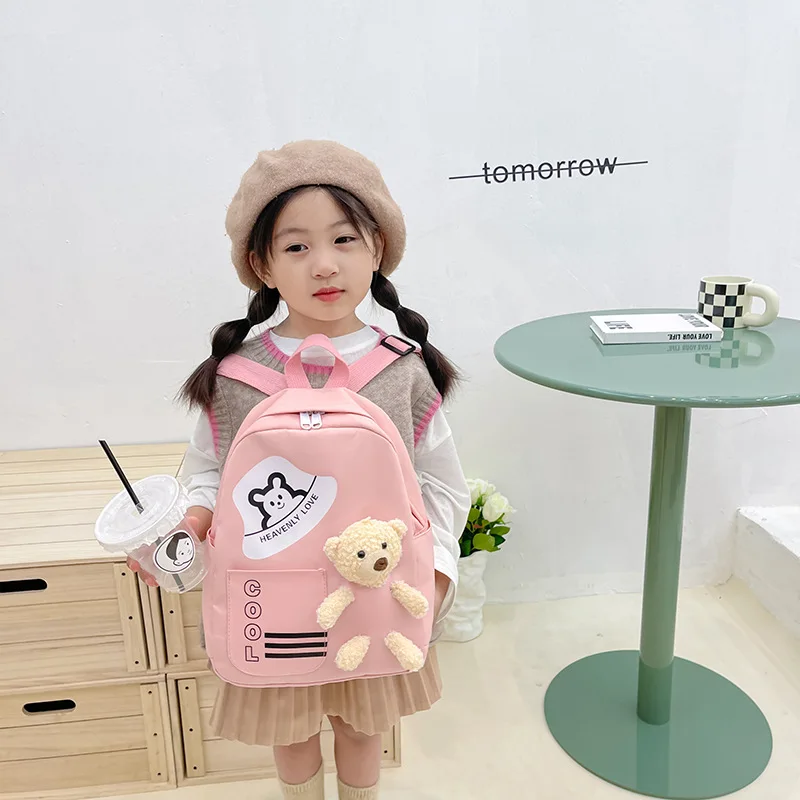 New Kindergarten Schoolbag Fashion Cute Cartoon Bear Backpack for Boys and Girls Casual Lightweight Backpacks Children Gift