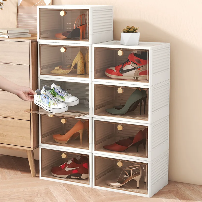 Foldable Space-Saving Closet Shoes Shelf Transparent No Installation Cabinet  Storage Box Plastic Modern Minimalist Shoe Rack - AliExpress