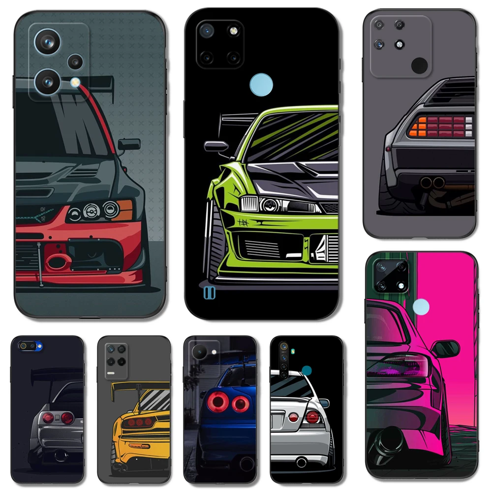 Custodia In Tpu Nero Per Realme Q5 X Xt X2 X3 Superzoom X50 V13 Q3I X7 Pro Ultra Gt Master Edition Sports Cars Comic