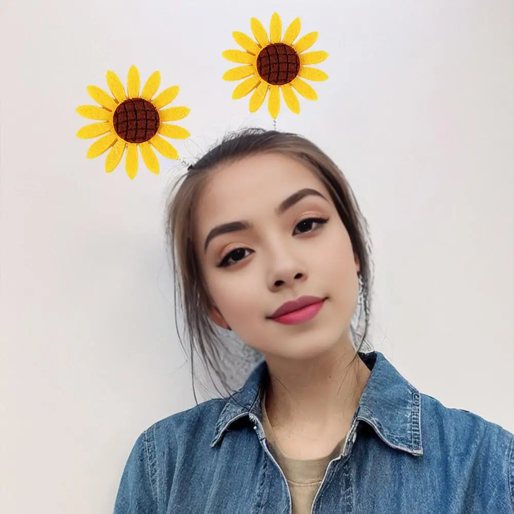Sunflower Decor Hair Hoop Spring Design Anti-slip Teeth Headband Children Adult Plastic Lightweight Adjustable Flower Headband