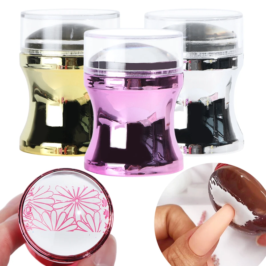 Jelly Silicone Nail Stamper Scraper With Cap Set for French and Nails Polish Print Transfer Templates Designs Manicure nail art stamping kit