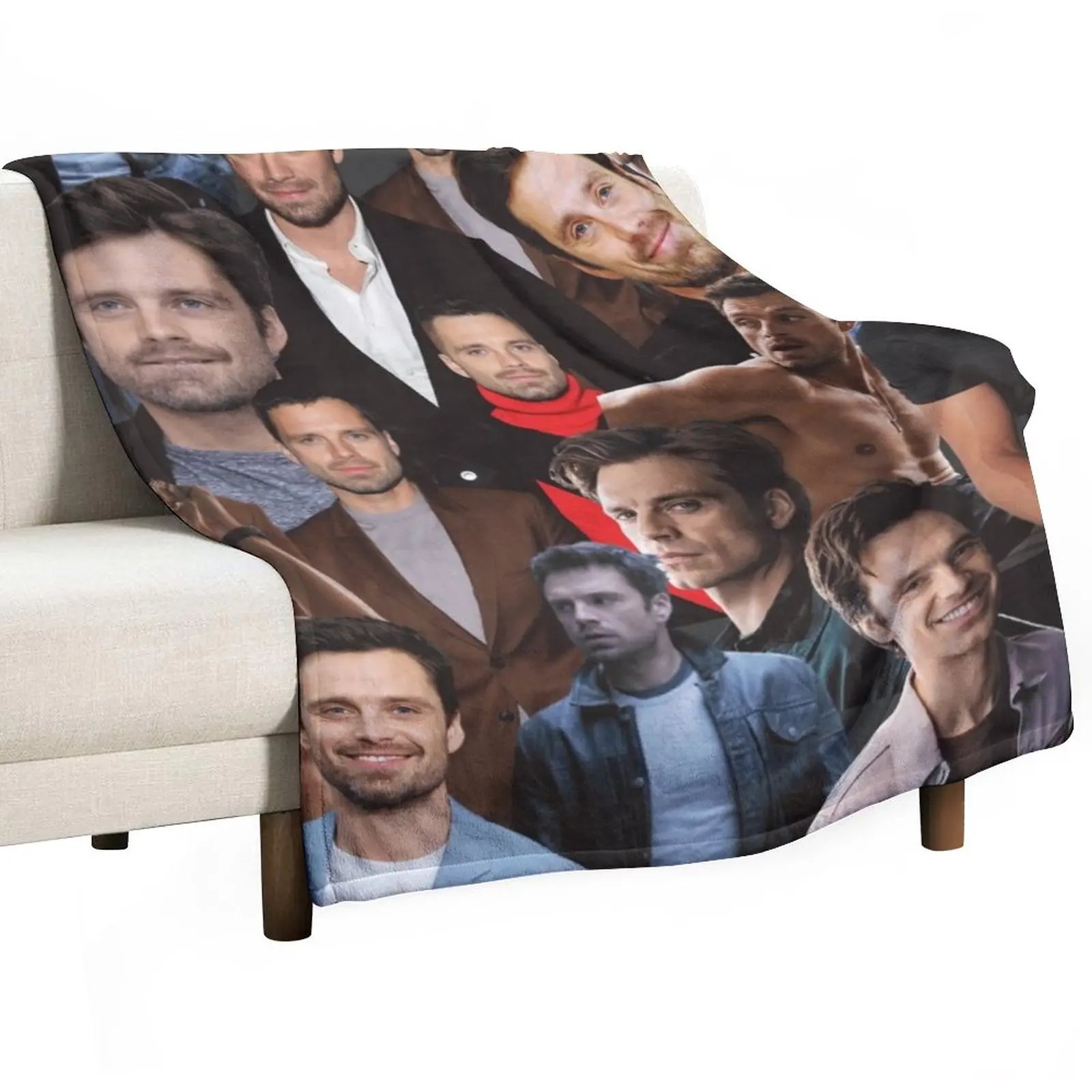 

Sebastian Stan photo collage Throw Blanket Sofa Blankets Luxury Throw Blanket Picnic Blanket