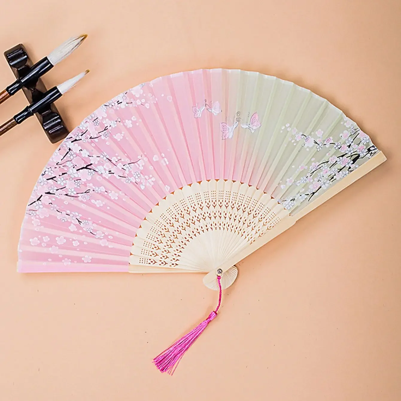 1pc-Ancient style small folding fan for women's Hanfu Handmade folding fan Ancient style fan Dance bamboo fan Chinese fan