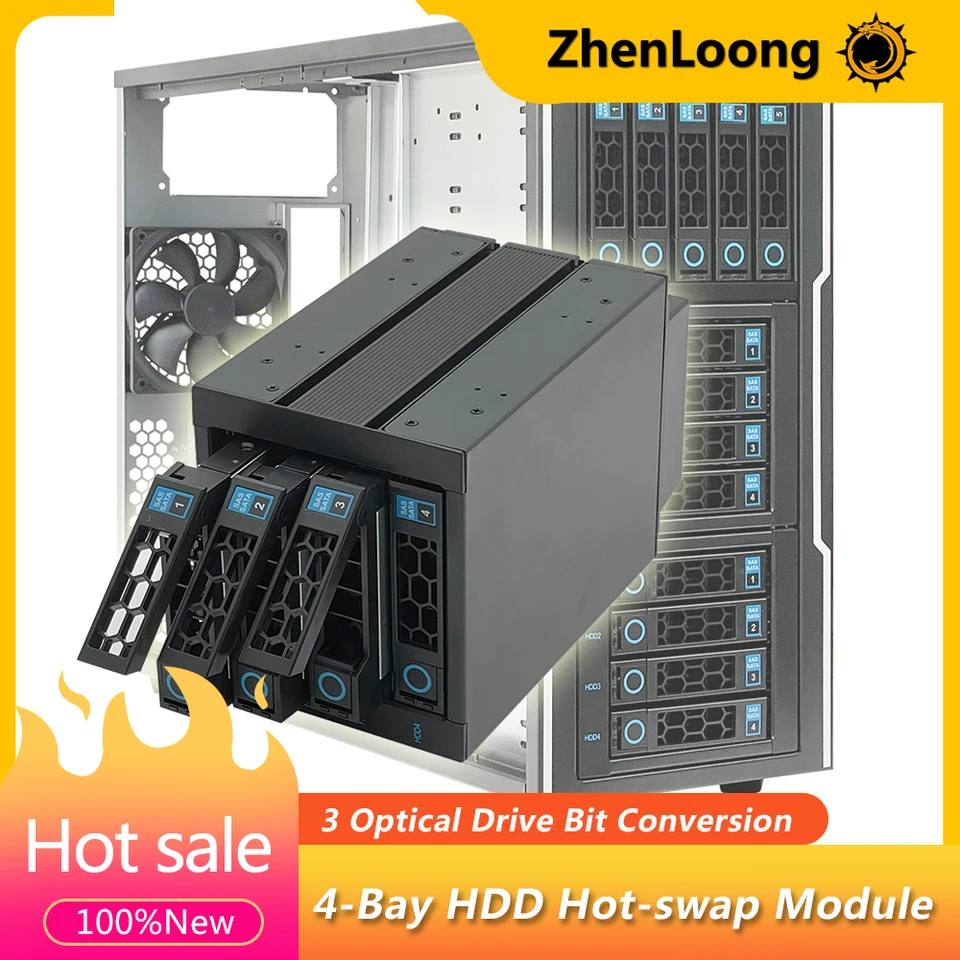 ZhenLoong 4 Bay Hot Swap Hard Drive Disk Cage Module 3.5