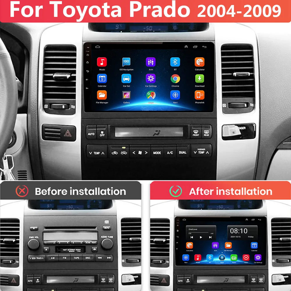 Ÿ  ũ  120 LC120 GPS ڵ  Ƽ̵  ÷̾ Autoradio ȵ̵ ׺̼ GX470 DVD 2din  DSP 4G