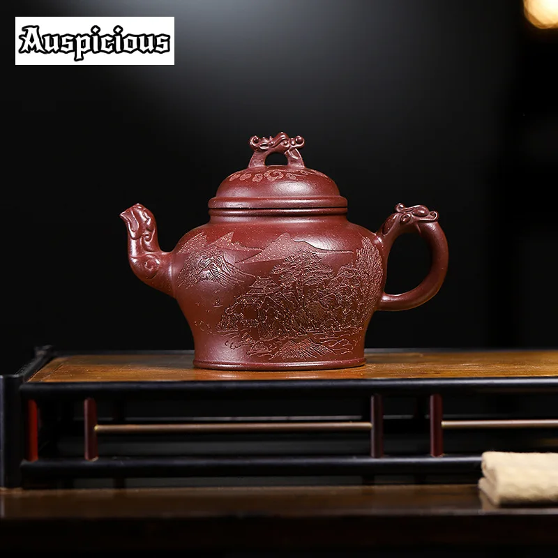 

350ml Tradition Yixing Purple Clay Teapot Handmade Double Dargon Filter Beauty Kettle Raw Ore Zisha Tea Accessories Home Teaware