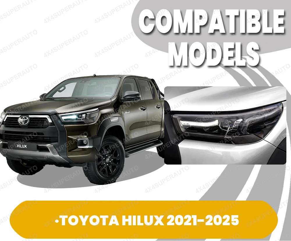 Toyota Hilux 2021 2022 2023 Revo Rocco ABS 매트 블랙 램프 커버 4 개/대 용 헤드 라이트 커버 테일 라이트 커버 트림