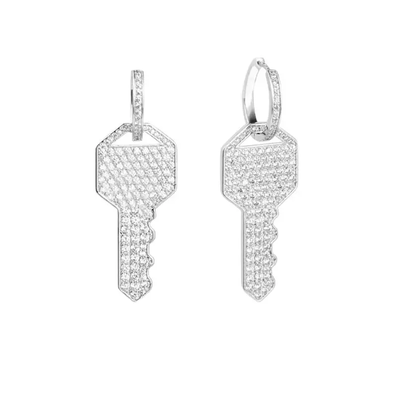

Unique Classic for Rhinestone for Key Shape Stud Earrings Ethnic Style Earrings for Women Men Lovely Fashion Large Ear J