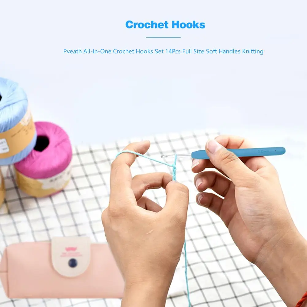 14Pcs Crochet Needle Set Aluminum Sewing Needles Tool 2.0-8.0mm Knitted Crochet Kit Sweater Weave Sewing Tool