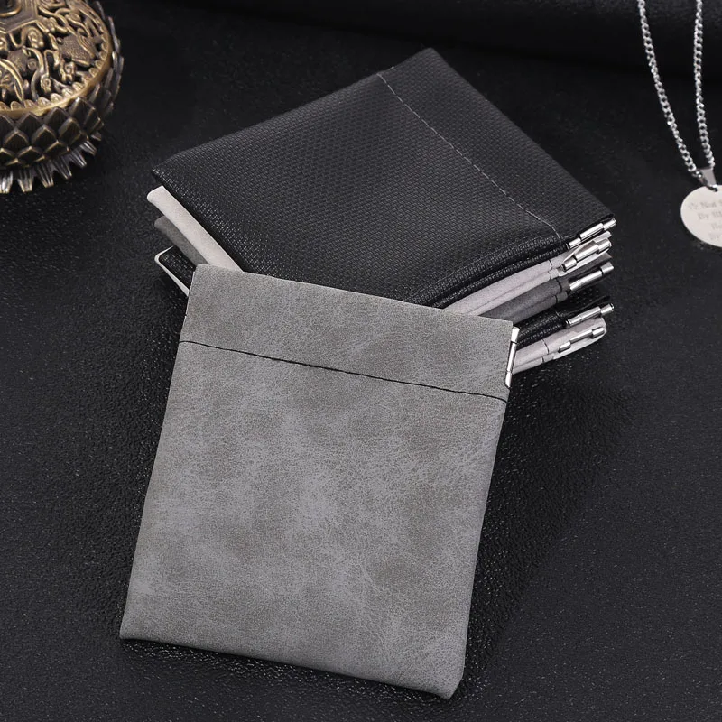 20Pcs/lot 8*9CM PU Leather Bags Jewelry & Data Line Gift Packaging Pouch Small Wallet Change Bag Coin Purse For Boys Girls