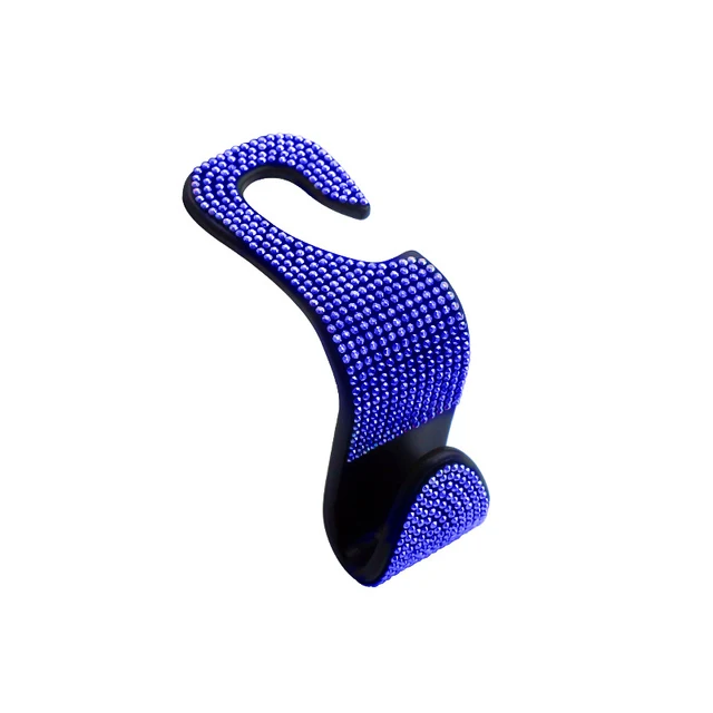 Rhinestone Car Seat Back Hook Bling Diamond Hanger Auto Back Universal Headrest Mount Storage Holder Car Interior Accessories Deep Blue