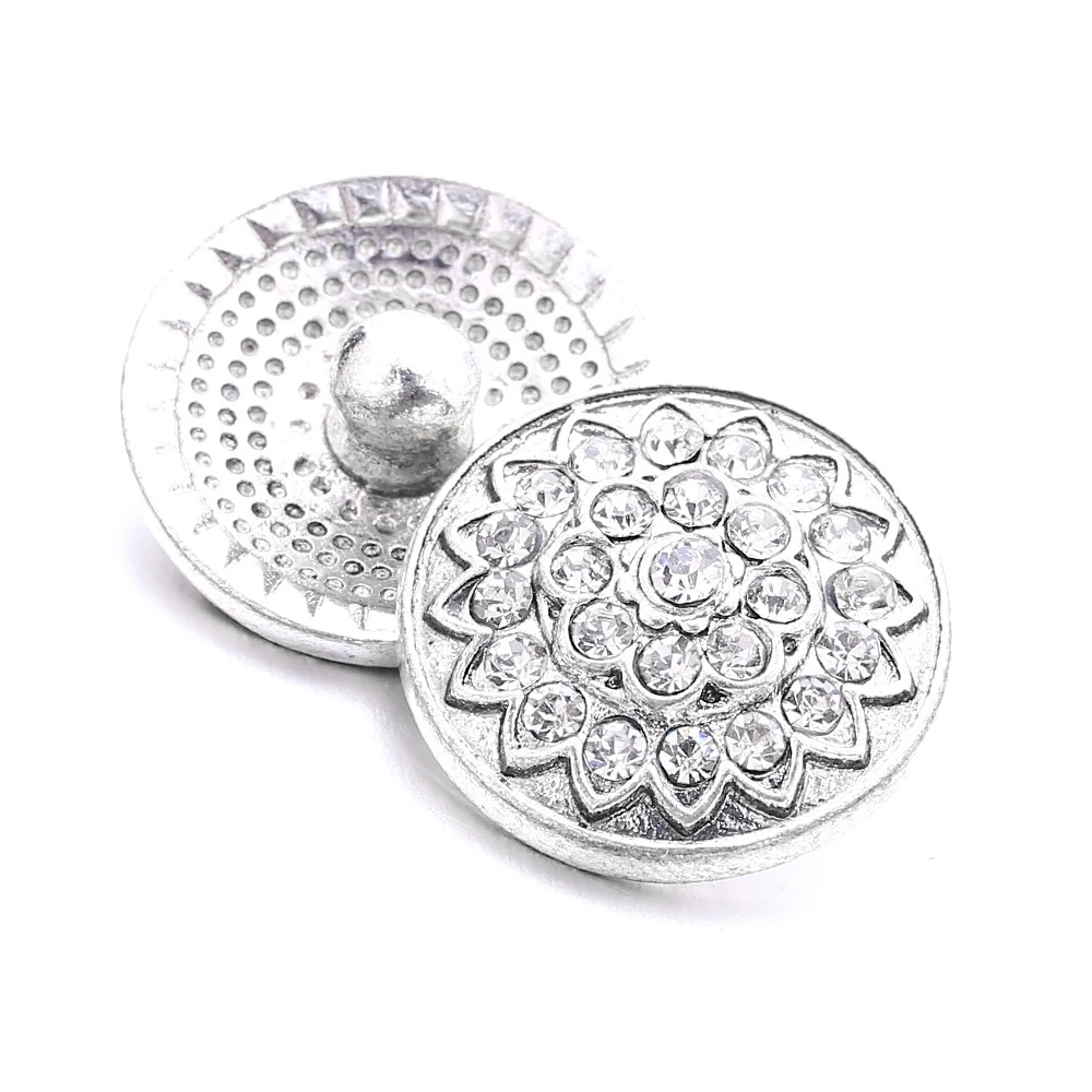 20pcs  18mm Snap Button Jewelry Crystal Flower Metal Snap Buttons for Snaps Bracelet Charms Jewelry
