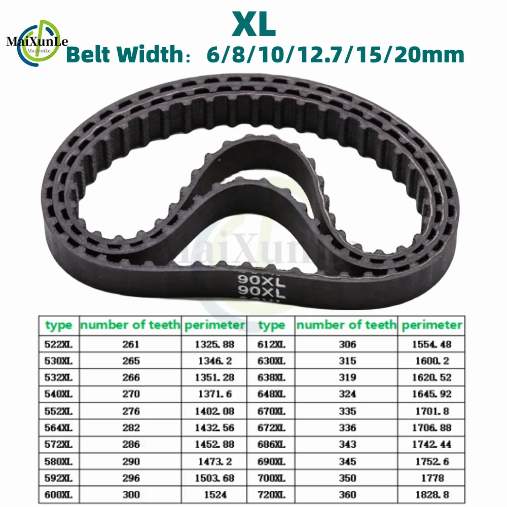 

XL Timing Belt 522XL/530XL/532XL/540XL/552XL/564XL/572XL/580XL/592XL/600XL~720XL Rubber Drive Belt Width 6/8/10/12.7/15/20mm