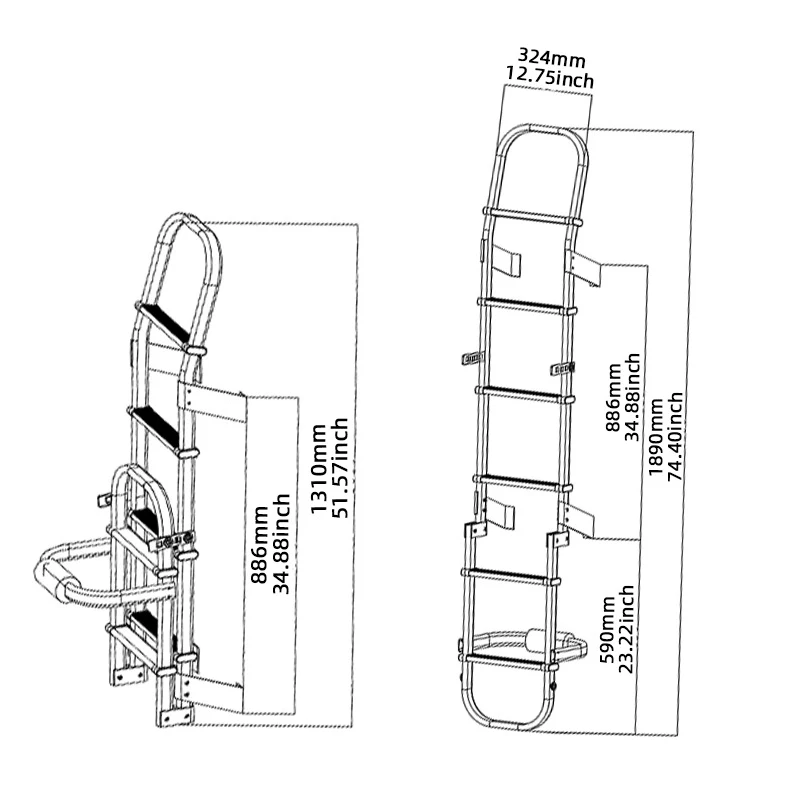 Aluminum Alloy RV Rear Climbing Ladder Multi-purpose Folding Ladder Outdoor Anti-skid Mounting Ladder Suitable for Caravan RV tfl produces scx 10 aluminum alloy steering cup set axial scx10 climbing car steering cup set