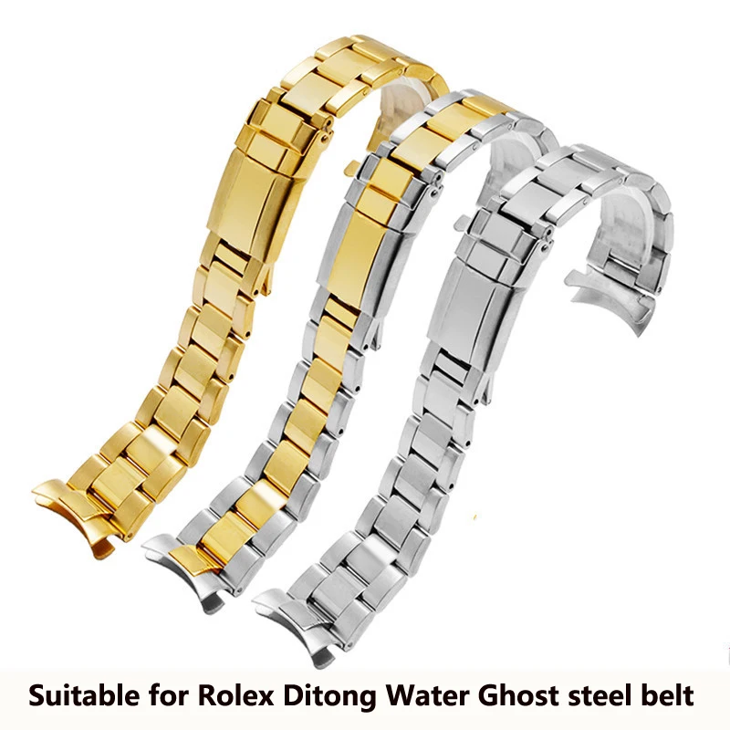 

Watchband For Rolex Ditong Water Ghost Fine Steel Watch Strap Men arc Mouth Solid Stainless Steel Watch Chain 17mm 20mm